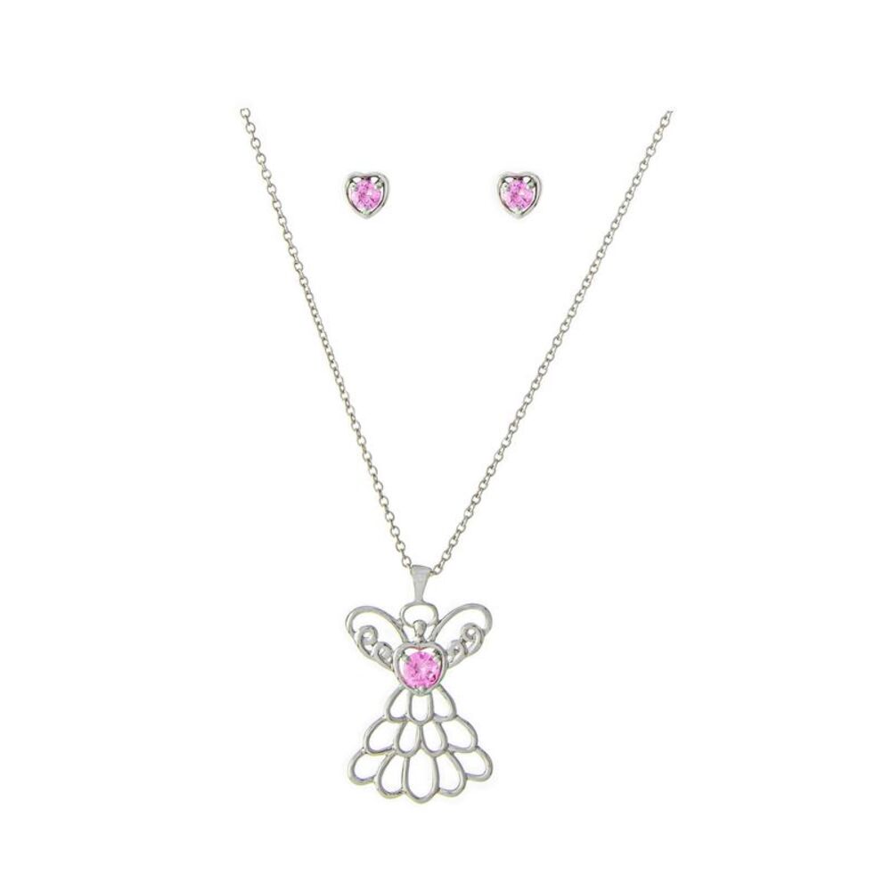 Sunflower Garden October Birthstone Angel Pendant and Earrings Set